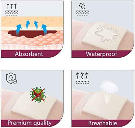 Silicone Foam Dressing with Gentle Adhesive Border 4'' x 4'' 10 Pack, High Absorbency Foam Wound Bandage for Bed Sore, Pressure Ulcer, Diabetic Foot Ulcer, Leg Ulcer
