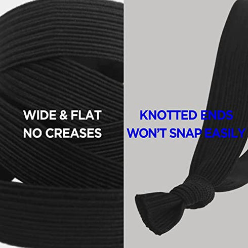 HAVHAF Knotted Mens Hair Ties For Men 5 pcs (Wide, Black) - No damage Crease Breakage Man Bun Hair Tie Men with Long Hair | For Buns Curly Thick Elastic Hair Ties For Guys | Perfect hairtie For Men