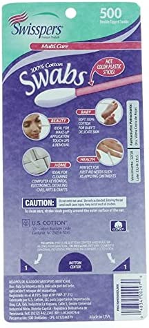 Swisspers Double Tipped Cotton Swabs 500 ea (Pack of 2)