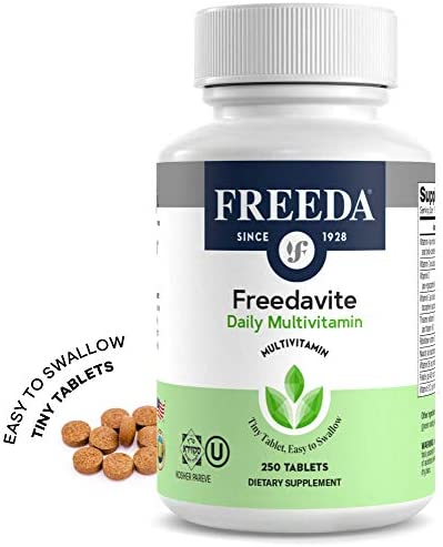 Freedavite Tiny Tablet - Moderate Multivitamin for Men and Women - Vitamin A, C, D, E, B1, B2, B6, B12, Biotin, Calcium, Zinc, Iron, Magnesium, Manganese, Copper, Selenium, Iodine - 250 Count