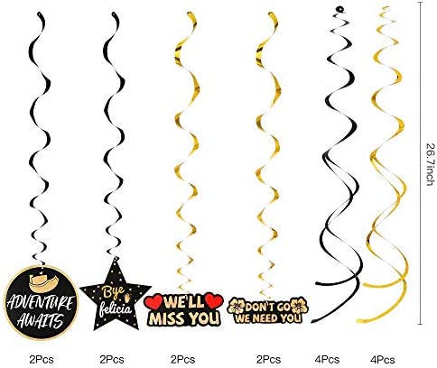 Luxiocio Going Away Party Hanging Swirls Decorations, 16Pcs, We Will Miss You/ Farewell Goodbye/ Adventure Awaits/ Bye Felicia Hanging Swirls Party Supplies, Retirement Office Work Party Decor