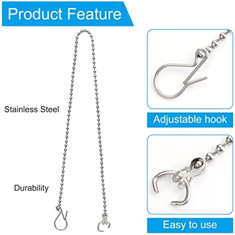 3 Pack Universal Toilet Flapper Chain Replacement Kit,Stainless steel,Including 12-Inch Chain,Hook,Ring