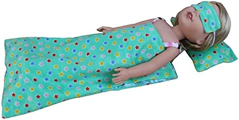 ZITA ELEMENT 14 - 14.5 Inch Girl Baby Doll Sleeping Bag with Pillow and Eye Mask for 14 - 14.5 Inch Doll Accessories Xmas Gift