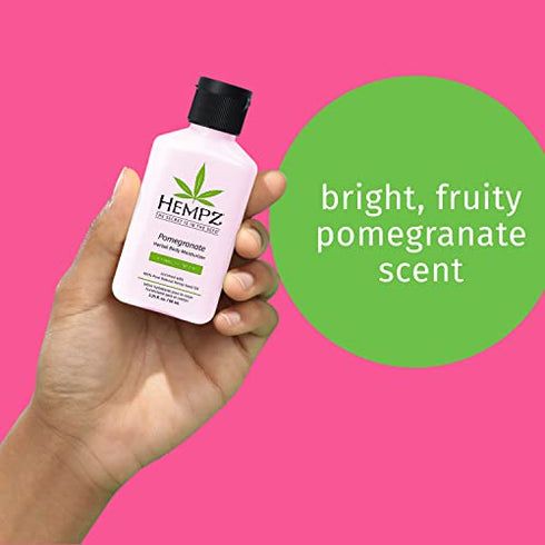Hempz Pomegranate Herbal Body Moisturizer 2.25 oz.- Paraben-Free Lotion and Moisturizing Cream for All Skin Types, Anti-Aging Hemp Skin Care Products for Women and Men - Hydrating Gluten-Free Lotions