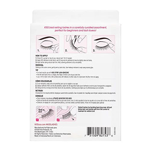 KISS So Wispy Curated Collection of Bestselling False Eyelash Styles Multipack, Volume & Curl, Lash Extensions Look, Signature Wispy Effect, Cruelty Free, Reusable, Contact Lens Friendly, 5-Pair