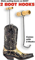 Boot Hooks Boot Puller for Cowboy Boots, Wood Handles (2 hooks)