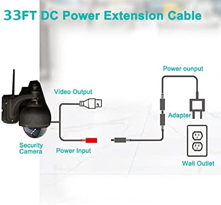 30FT DC Power Extension Cable 5.5mm x 2.1mm 12V DC Extension Cord Security Camera Wire Male to Female for CCTV Indoor Camera,Standalone LED Strip,DC Power Supply Adapter Extender Cable