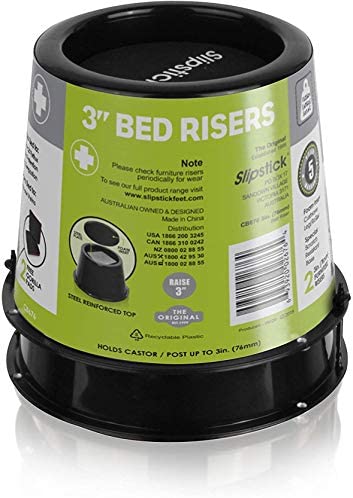 Slipstick CB676 3 Inch Incline Bed Risers for Acid Reflux, Pain, and Breathing Relief (Set of 2 Medical Risers and 2 GorillaPads) Raises / Elevates Head of Bed