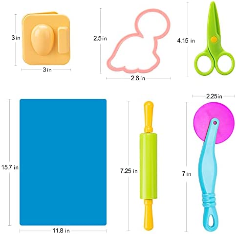 Kilpkonn Dough Tool Kit for Kids, 41Pcs Dough Accessories Molds, Shape, Scissors, Rolling Pin, Dough Mat with Storage Bag, Party Pack Playset for Toddlers Girls Boys