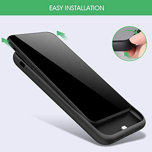 LanLuk Battery Case for iPhone 11, 6800mAh Portable Protective Charging Case Compatible with Apple iPhone 11 (6.1inch) Rechargeable Extended Battery Charger Case Backup Power Bank Cover(Black)