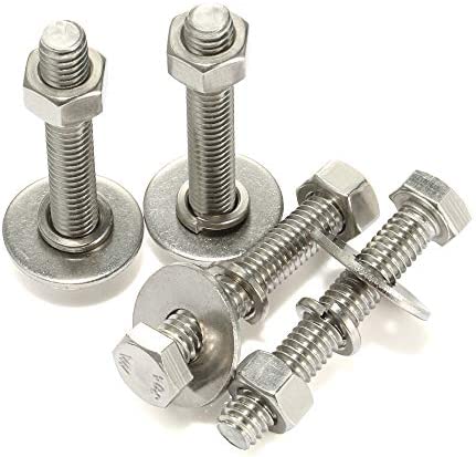 8 Sets 1/4-20 x 2-1/4" Hex Head Screws Bolts, Nuts, Extra-large and Thick Flat & Lock Washers, Fully Threaded, Stainless Steel 18-8, Bright Finish