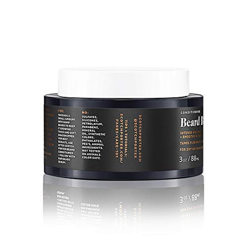 Scotch Porter Conditioning Beard Balm for Men | Hydrates, Smooths, Adds Shine & Tames Flyaway Hair | Formulated with Non-Toxic Ingredients, Free of Parabens, Sulfates & Silicones | Vegan | 3oz Jar