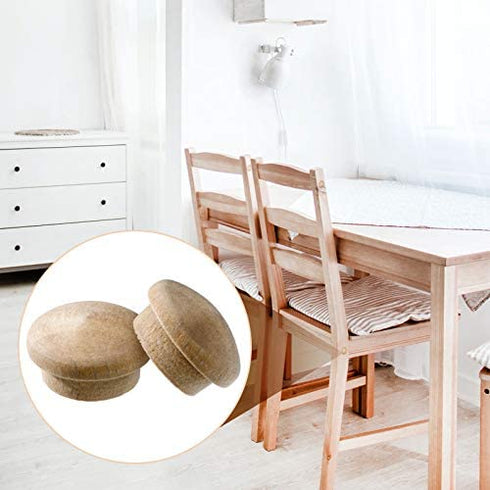 50 Pieces Button Plugs Wood Button Top Plugs Furniture Plugs Wood Screw Hole Plugs Flat Head Wood Plugs Screw Plug Wooden Hole Plugs Wood Caps Wood Screw