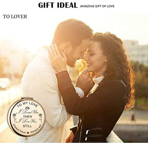 Wife Gifts from Husband,Anniversary Birthday Gifts for Wife,to My Love,I Loved You Then I Love You Still Always Have Always Will Engraved Compact Vanity Mirror,Christmas Birthday for Women(Gold)