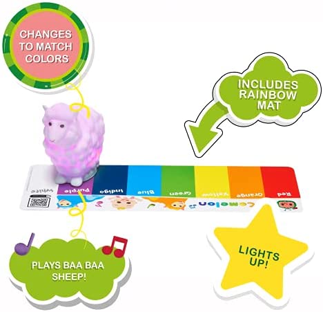 WOW! STUFF CoComelon Toys Musical Color Learning Sheep | Changes to Match Colors | Plays Baa Baa Black Sheep Nursery Rhyme | Night Light Sleep Soother Mode | for Girls and Boys | Ages 2+
