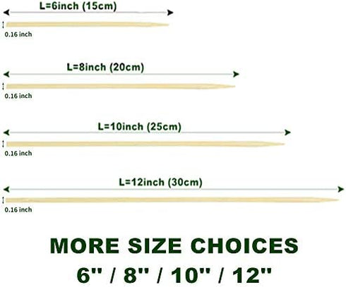 Natural Bamboo Skewers,Wooden Skewers,Skewer ,kebab ,Short Skewers,Wooden Kebab Skewers -Skewers for Fruit Kabobs,Appetizer, Chocolate Fountain, Cocktail More Food (8 inch(100 Pack))