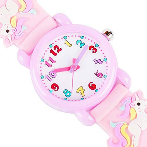 Venhoo Kids Watches 3D Cute Cartoon Waterproof Silicone Children Toddler Wrist Watch Birthday Gift for 3-10 Year Girls Little Child