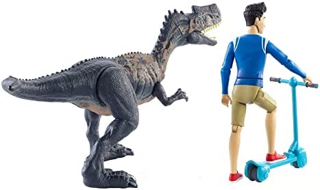 Jurassic World Human & Dino Pack Kenji & Monolophosaurus Action Figures, Segway Accessory, Camp Cretaceous Movable Joints & Authentic Sculpt, Kids Gift Ages 4 Year & Older
