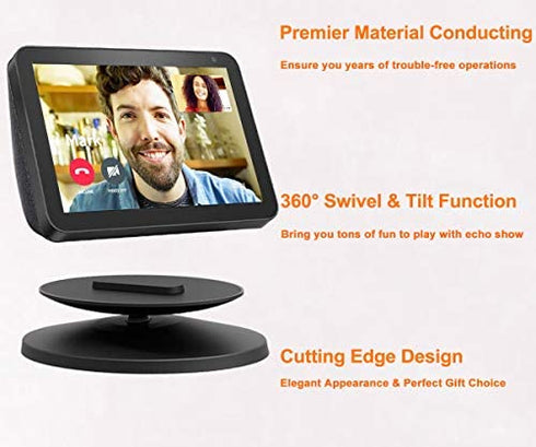 AutoSonic Stand for Echo Show 8 and 5 (1st Gen and 2nd Gen), Adjustable Accessories Compatible with Alexa Show 5 and 8, Magnetic,Swivel and Tilt, Black