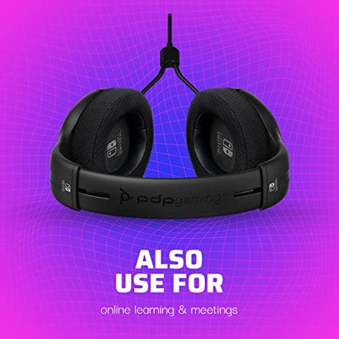PDP Gaming LVL40 Stereo Headset with Mic for Nintendo Switch - PC, iPad, Mac, Laptop Compatible - Noise Cancelling Microphone, Lightweight, Soft Comfort On Ear Headphones, 3.5mm jack - Black