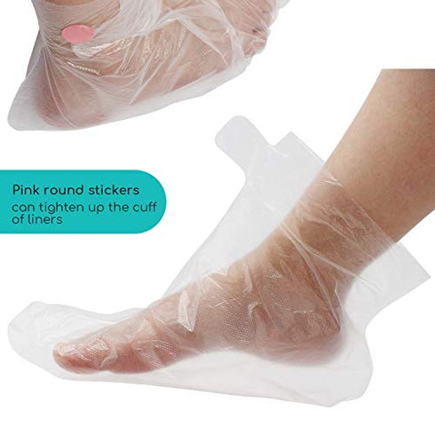 Segbeauty Paraffin Baths Liners for Feet, 200 Counts Thermal Foot Liners, Therabath Foot Protectors with 200 Stickers for Snug Closure, Wax Therapy Foot Bags for Paraffin Wax Machine (Large)
