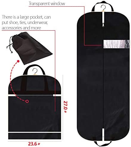 DIOMMELL 54" Garment Bag with Extra Large Pockets for Travel, Gusseted Suit Cover Mens Womens Foldable Hanging Bags for Clothes Shirts Dresses Coats