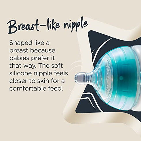 Tommee Tippee Anti-Colic Baby Bottles, Slow Flow Breast-Like Nipple and Unique Anti-Colic Venting System (9oz, 3 Count)