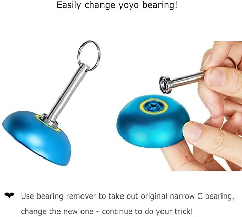 MAGICYOYO Complete Yoyo Bearing Pack, 10 Ball Golden Unresponsive Yoyo Bearing + Size C 8 Ball Yoyo Bearing + Narrow C Responsive Yoyo Bearing + Bearing Removal Tool + 6 Yoyo Strings + 6 Yoyo Axles