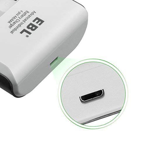 EBL Rechargeable AAAA Batteries 4 Counts with Smart Battery Charger - 400mAh AAAA Battery Surface Pen Battery and Universal Battery Charger for AA AAA AAAA Ni-MH Ni-CD Rechargeable Batteries
