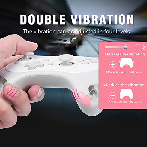 IINE Cat Controller for Nintendo Switch Cute Wireless Pro Controller,Kawaii Game Accessories,White