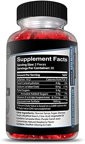 Kaya Naturals Joint Care Gummies | Premium Pain Relief for Back, Knees & Hands | Extra Strength Natural Joint & Flexibility Support - Glucosamine Gummies Best Immune Support for Women & Men - 60 Count