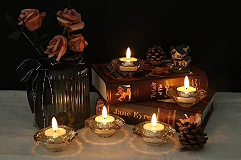 Wondise Halloween Tea Lights Battery Operated Flameless Flickering Candles with Timer, 12Pack Realistic 3D Wick Votive Candles Battery Included, for Dating Wedding Dinner Decoration