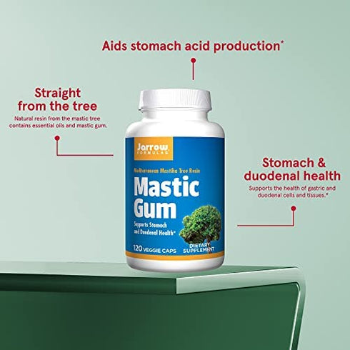 Jarrow Formulas Mastic Gum 1000 mg - 120 Veggie Caps - Natural Formula Supporting Stomach, Duodenal & Oral Health - Dietary Supplement - 60 Servings