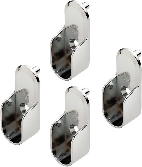 Home750-Oval Closet Rod End Supports w/Rear Facing 5mm Pins - 15mm x 30mm - Polished Chrome Finish - Set of 4