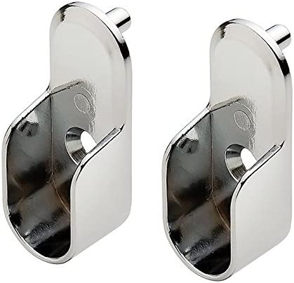 Home750-Oval Closet Rod End Supports w/Rear Facing 5mm Pins - 15mm x 30mm - Polished Chrome Finish - Set of 4