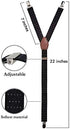 GUOMAN Mens Y-Style Shirt Stays, Adjustable Elastic Garter Straps Sock Non-slip Clamps, Black, Large