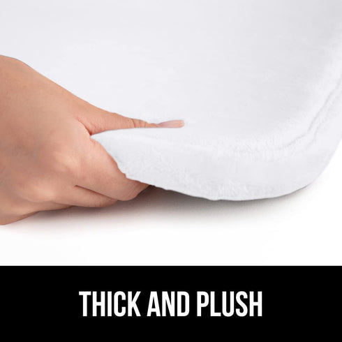 Gorilla Grip Thick Memory Foam Bath Rug, Soft Absorbent Luxury Mats, Plush Velvet Topside, Machine Wash Rugs, Microfiber Dries Quickly, Cushioned Bathroom Mat for Bathtub, Shower Floor, 24x17, White