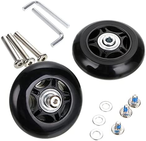 OwnMy 75 x 24mm Luggage Suitcase Replacement Wheels, Rubber Swivel Caster Wheels Bearings Repair Kits, Set of 2