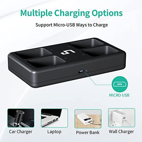 LP 9V Rechargeable Battery Charger Pack, 4-Pack 600mAh 9 Volt Li-ion Batteries & 4-Bay Battery Charger for Alarms, Wireless Microphones, Smoke Detectors, Toys, Flashlights, Guitar, Keyboard & More