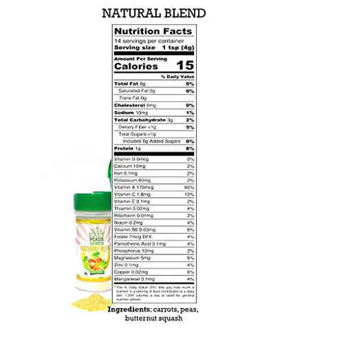 Easy Peasie Vegetable Powder Blend for Kids and Picky Eaters, Non-GMO Dried Ground Veggie Sprinkles | Peas, Carrots, Squash (Natural, 2oz)