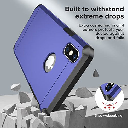 ImpactStrong Compatible with iPhone X Case/iPhone Xs Case, Heavy Duty Dual Layer Protection Cover Heavy Duty Case Designed for iPhone X/Xs 5.8 inch (2018) - Navy Blue