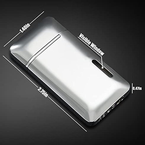 Bbsisgo Torch Lighter, Cigar Cutter and Lighter Set, Double Jet Flame Butane Lighter with Visible Window, Refillable Windproof Lighter, Gifts for Men(Sold Without Gas) (Silver)
