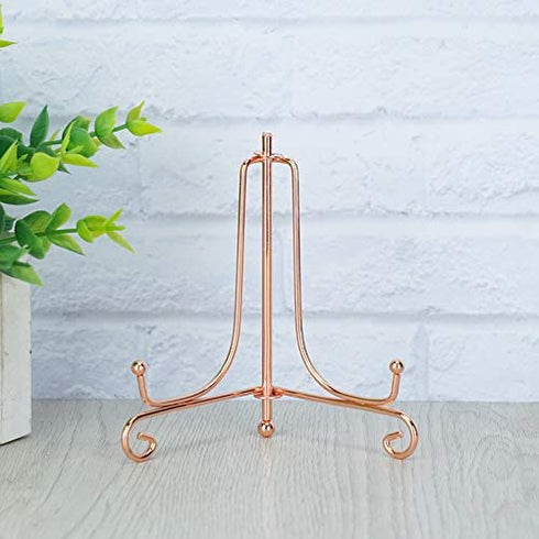 Artliving (2 Pack 4" Iron Display Stand,Rose Gold Small Iron Easel Plate Display Photo Holder Stand, Displays Card,Cookie, Decorative Plates,Artwork