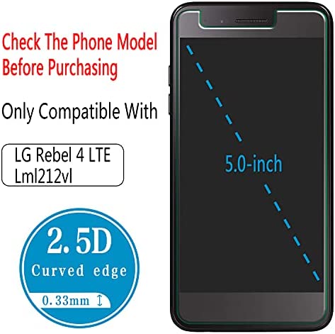 2-Pack HPTech Screen Protector For LG Rebel 4 LTE, Lml212vl Tempered Glass, 9H Hardness, Easy to Install, Bubble Free