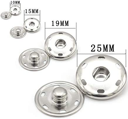 55 Sets Sew-on Snap Buttons Metal Snap Fastener Durable Press Studs Buttons for Sewing Clothing, 4 Sizes (Silver)