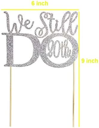 GrantParty Glitter Silver 20th Anniversary Cake Topper We Still Do 20th Vow Renewal Wedding Anniversary Cake Topper