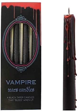 something different Vampire Tears Black Candles - Set of 4 Bleeding Candles - Gothic Rituals Halloween