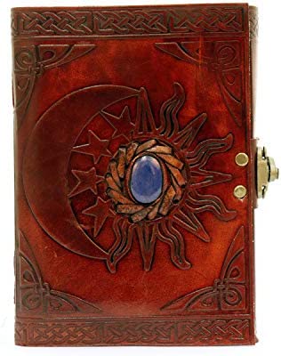 Leather Journal with Unlined Pages - Sun & Moon Leather Bound Writing Journal for Women & Men (5x7 in) Lined Journals for Women, Leather Bound Notebook Ruled Journal & Diary, Lined Journal for Writing