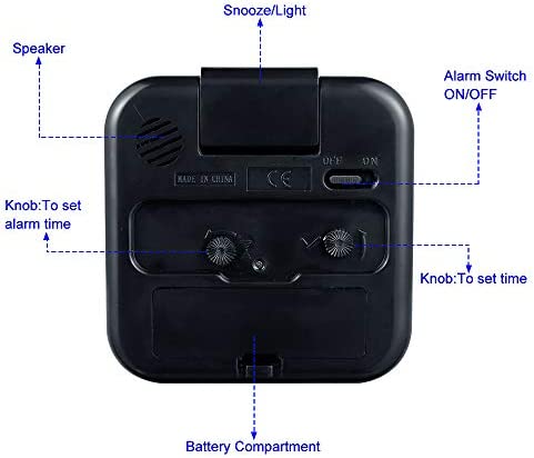 Tinload Night Light Analog Alarm Clock Silent Non Ticking, Ascending Beep Sounds, Snooze, Manual Light, Battery Operated,Small (Black)