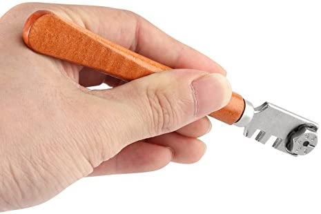 Glass Cutting Tool, Professional Six-Wheel Glass Tile Cutter Craft Cutting Kit Tool for 4-10mm Windows Panes, Mirror and Stained Glasses